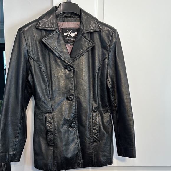 Maxima Wilson’s Vintage 100% Leather Black Jacket-Women's Size Small - Picture 1 of 7